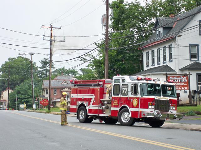 Pole fire on Main Street