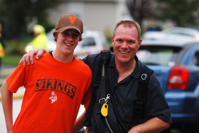 Deputy Chief Bob with son Ross.  Only a few days til you can play Ross!  Queen Rd Perkiomen Twp 9-09